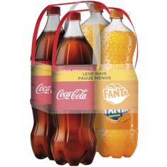 Kit Refrigerantes 2 Coca Cola + 2 Fanta Laranja 2L