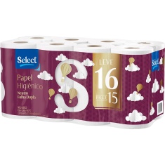 Papel Higiênico Neutro Select Folha Dupla Leve 16 Pague 15 unidades