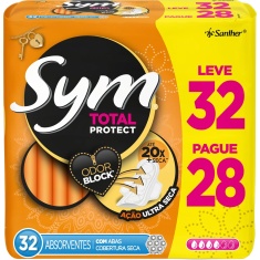 Absorvente Com Abas Total Protect Seca Sym Leve 32 Pague 28 Un