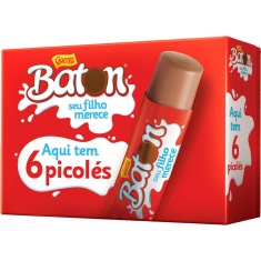Picolé de Chocolate Baton Garoto 270g 6un