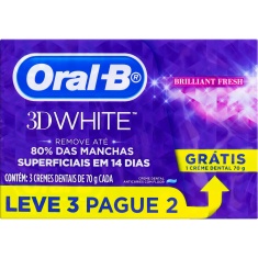 Creme Dental 3D White Brilliant Fresh Oral B Leve 3 Pague 2 Un 70g Cada