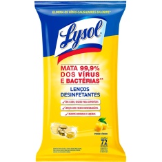 Lenço Umedecido Desinfetante Poder Cítrico Lysol 72 Unidades