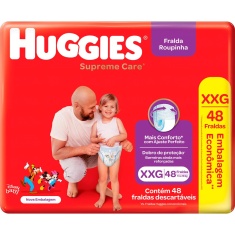 Fralda Descartável Infantil Roupinha Supreme Care Huggies XXG 48 Unidades