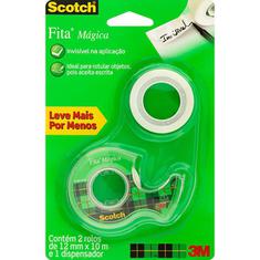 Dispensador e Fita Mágica Scotch 12mm x 10m 2 Unidades Leve Mais Pague Menos