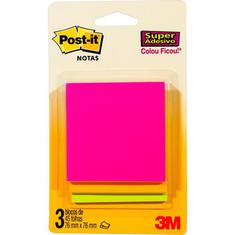 Bloco de Notas com Adesivo Post-it 76mm x 76mm 3 Unidades 135 Folhas