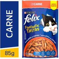 Alimento para Gatos Adultos Carne Felix Fantastic Tiritas Purina 85g