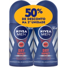 Desodorante Roll-On Men Dry Impact Plus Nivea 2 Unidades 50ml Cada