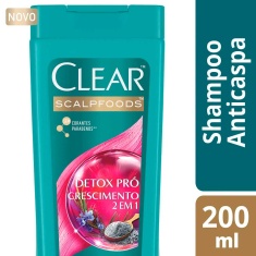Shampoo 2 em 1 Clear Scalpfoods Detox Pró Crescimento 200ml