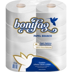 Papel Higiênico Institucional Bonifaz 8 Rolos 250m