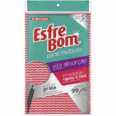 Pano Multiuso Vermelho Esfrebom Bettanin 33x55cm 5 unidades