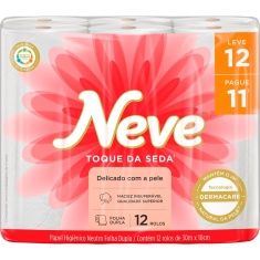Papel Higiênico Folha Dupla Toque da Seda 30m Neve Leve 12 Pague 11