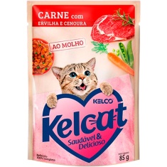 Alimento Úmido para Gatos Carne, Ervilha e Cenoura Kelcat 85g