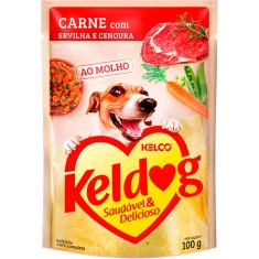 Alimento Úmido para Cães Carne, Ervilha e Cenoura Keldog 100g