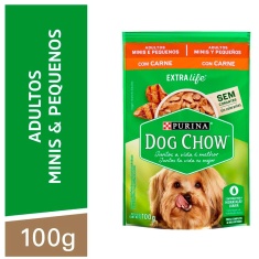 Alimento para Cães Adultos Raças Minis e Pequenas Carne Purina Extra Life Dog Chow 100g