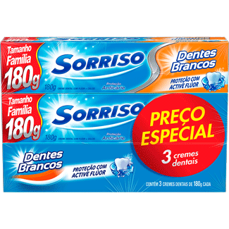 Creme Dental Dentes Brancos Sorriso 3un 180g