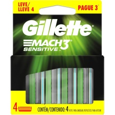 Carga para Aparelho de Barbear Mach3 Sensitive Gillette Leve 4 Pague 3