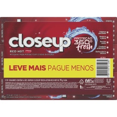 Gel Dental Red Hot Proteção 360 Fresh Closeup Pack com 6 Un