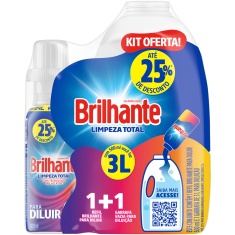 Lava Roupas Limpeza Total Líquido Brilhante 500ml+Garrafa para Diluição 3L