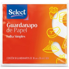 Guardanapo Folha Simples Select 30x30cm 50 Unidades