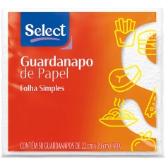 Guardanapo Folha Simples Select 20x22cm 50 Unidades