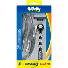 Kit Aparelho De Barbear Prestobarba3 Descartável Com 3 Un + 1 Aparelho Recarregável Mach3 Grátis Gillette
