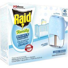 Inseticida Elétrico Líquido Raid Family 45 noites Aparelho+Refil