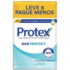 Sabonete Barra Antibacteriano Duo Protect Protex 85g 8 Unidades
