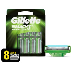 Carga para Aparelho de Barbear Mach3 Sensitive Gillette Leve 8 Pague 6